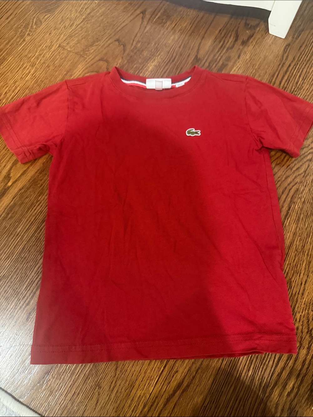 Lacoste Red Short-Sleeve Kids Tee with Crocodile Logo